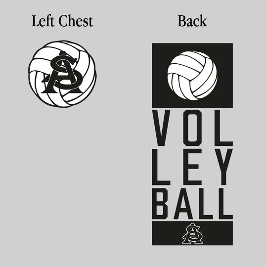 All Saints Cougars - Volleyball - Stacked Text with Volleyball and Mascot