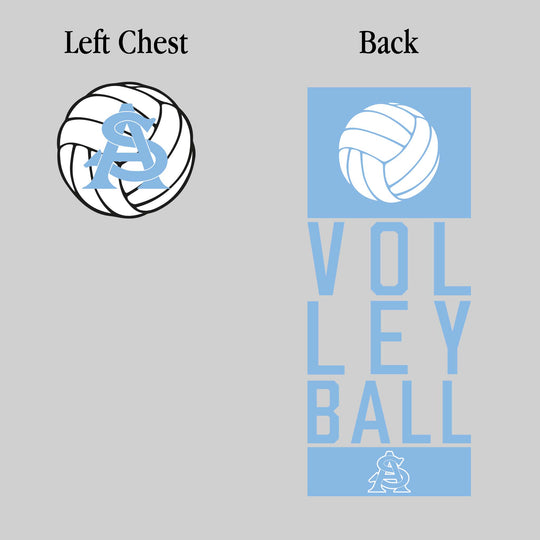 All Saints Cougars - Volleyball - Stacked Text with Volleyball and Mascot