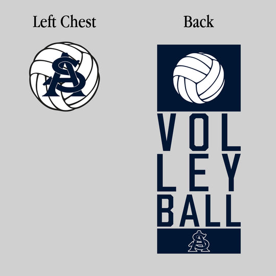 All Saints Cougars - Volleyball - Stacked Text with Volleyball and Mascot
