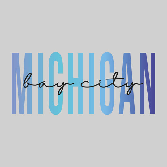 Bay City - Michigan - Color Blend with Cursive Text