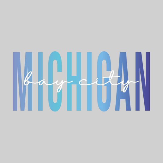 Bay City - Michigan - Color Blend with Cursive Text