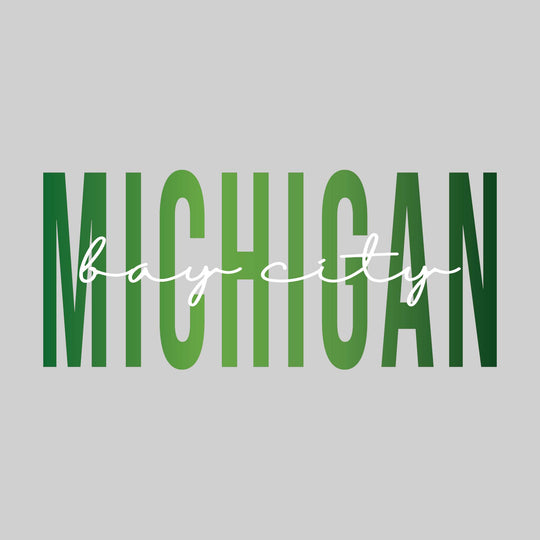 Bay City - Michigan - Color Blend with Cursive Text