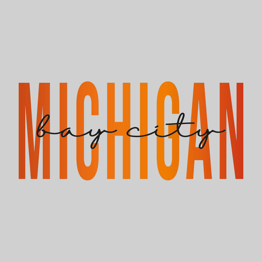 Bay City - Michigan - Color Blend with Cursive Text