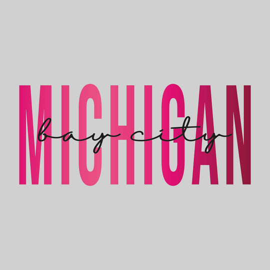 Bay City - Michigan - Color Blend with Cursive Text