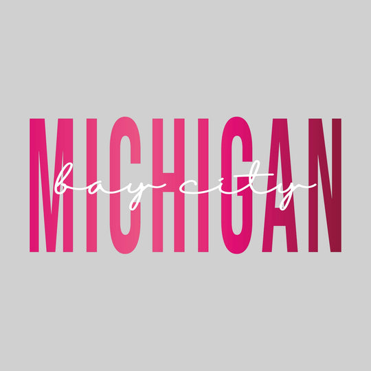 Bay City - Michigan - Color Blend with Cursive Text