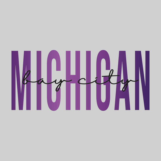 Bay City - Michigan - Color Blend with Cursive Text