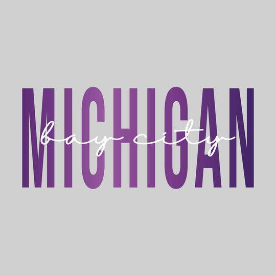 Bay City - Michigan - Color Blend with Cursive Text