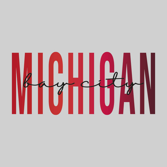 Bay City - Michigan - Color Blend with Cursive Text