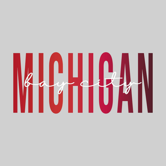 Bay City - Michigan - Color Blend with Cursive Text