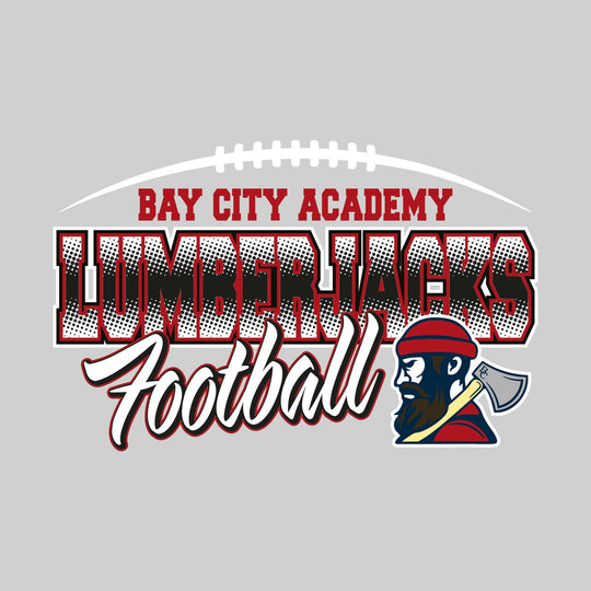 Bay City Academy - Football - Halftone with Football Laces and Mascot