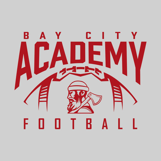 Bay City Academy - Football - Monochrome - Arched School Name with Football Shape & Mascot