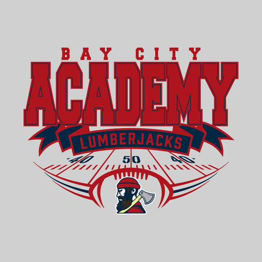 Bay City Academy - Football - School Name with Banner and Yard Lines