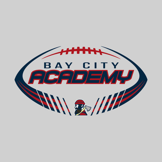 Bay City Academy - Football - Striped Football Shape with Mascot