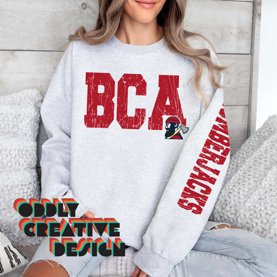 Bay City Academy - Spirit Wear - BCA with Mascot and Sleeve - Distressed