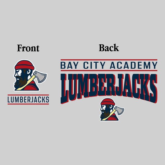 Bay City Academy - Spirit Wear - Mascot Over Bracketed Name - Chest & Back