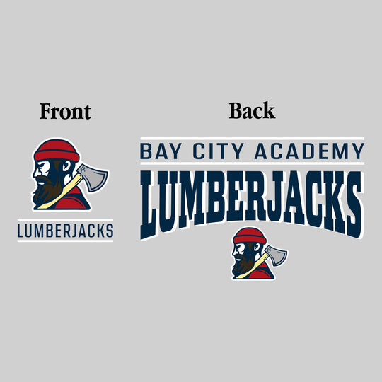 Bay City Academy - Spirit Wear - Mascot Over Bracketed Name - Chest & Back