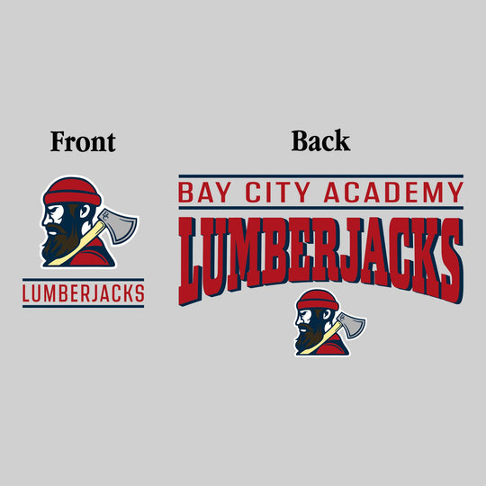 Bay City Academy - Spirit Wear - Mascot Over Bracketed Name - Chest & Back