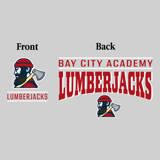 Bay City Academy - Spirit Wear - Mascot Over Bracketed Name - Chest & Back