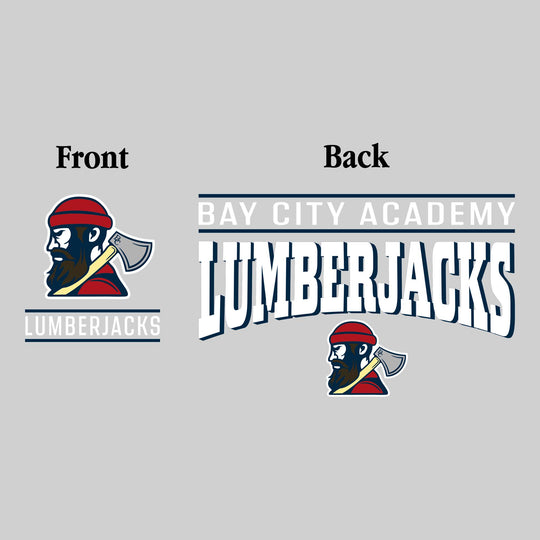 Bay City Academy - Spirit Wear - Mascot Over Bracketed Name - Chest & Back