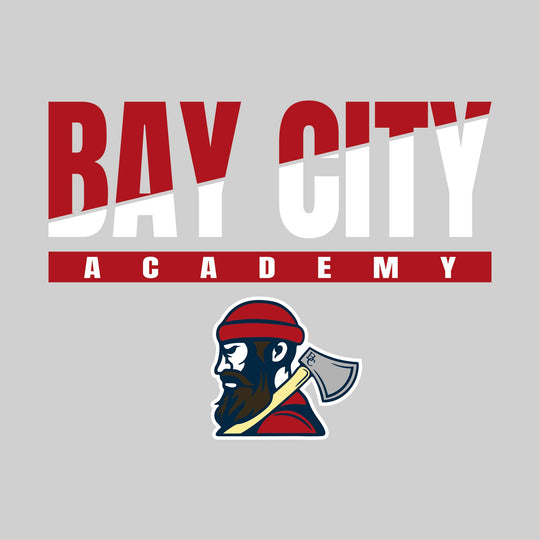 Bay City Academy - Spirit Wear - Split-Color School Name with Mascot