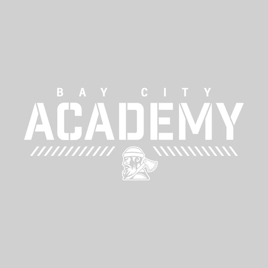 Bay City Academy - Spirit Wear - Stenciled School Name with Mascot