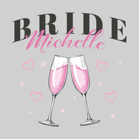 Bride - Arched Bride with Name and Champagne Flutes