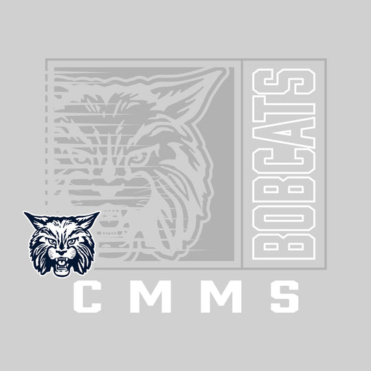 CMMS Bobcats - Spirit Wear - Boxed Cutout Mascot with Outlined Mascot Name