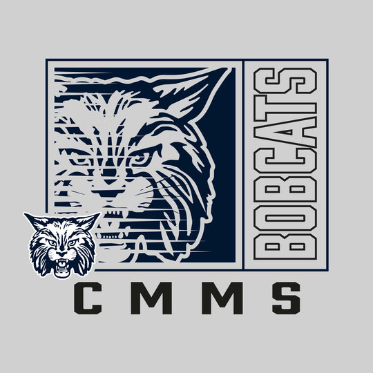 CMMS Bobcats - Spirit Wear - Boxed Cutout Mascot with Outlined Mascot Name
