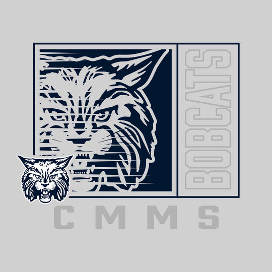 CMMS Bobcats - Spirit Wear - Boxed Cutout Mascot with Outlined Mascot Name