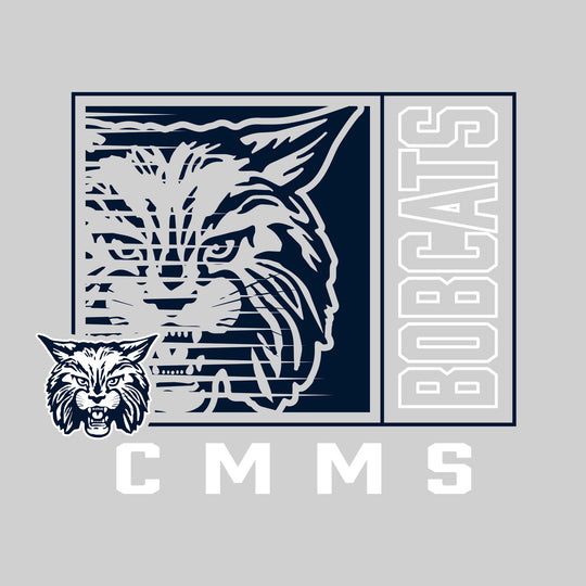 CMMS Bobcats - Spirit Wear - Boxed Cutout Mascot with Outlined Mascot Name
