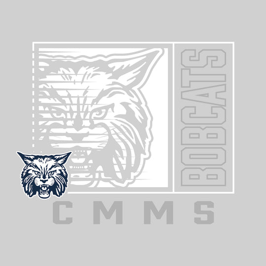 CMMS Bobcats - Spirit Wear - Boxed Cutout Mascot with Outlined Mascot Name