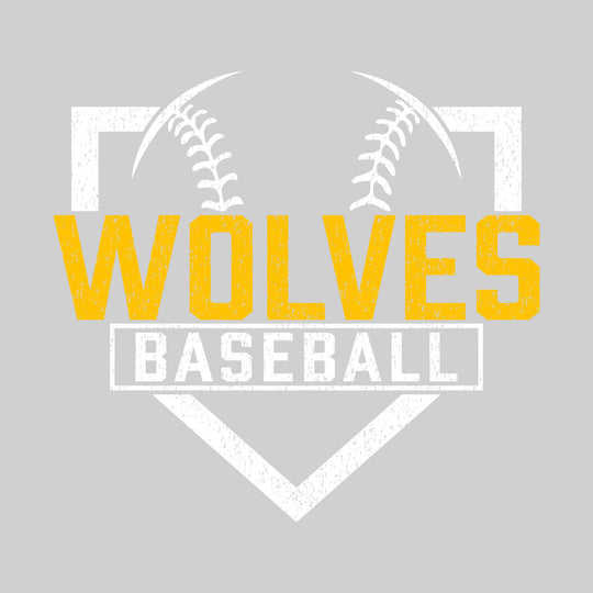 Central Wolves - Baseball - Home Plate with Mascot Name - Distressed