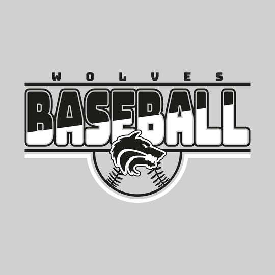 Central Wolves - Baseball - Split-Color Baseball with Mascot and Baseball Shape