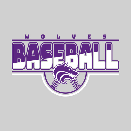 Central Wolves - Baseball - Split-Color Baseball with Mascot and Baseball Shape
