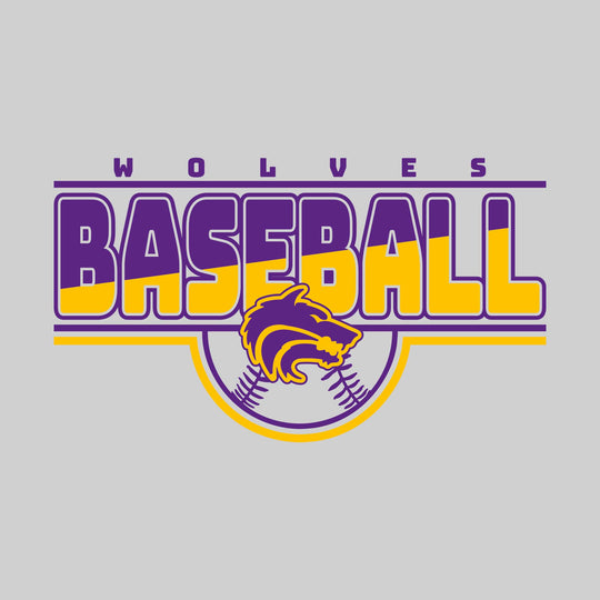 Central Wolves - Baseball - Split-Color Baseball with Mascot and Baseball Shape