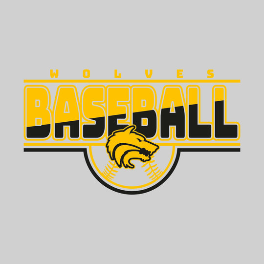 Central Wolves - Baseball - Split-Color Baseball with Mascot and Baseball Shape