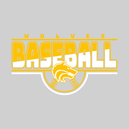 Central Wolves - Baseball - Split-Color Baseball with Mascot and Baseball Shape