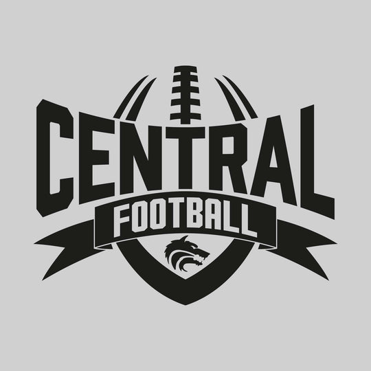 Central Wolves - Football - School Name with Football Shape and Banner
