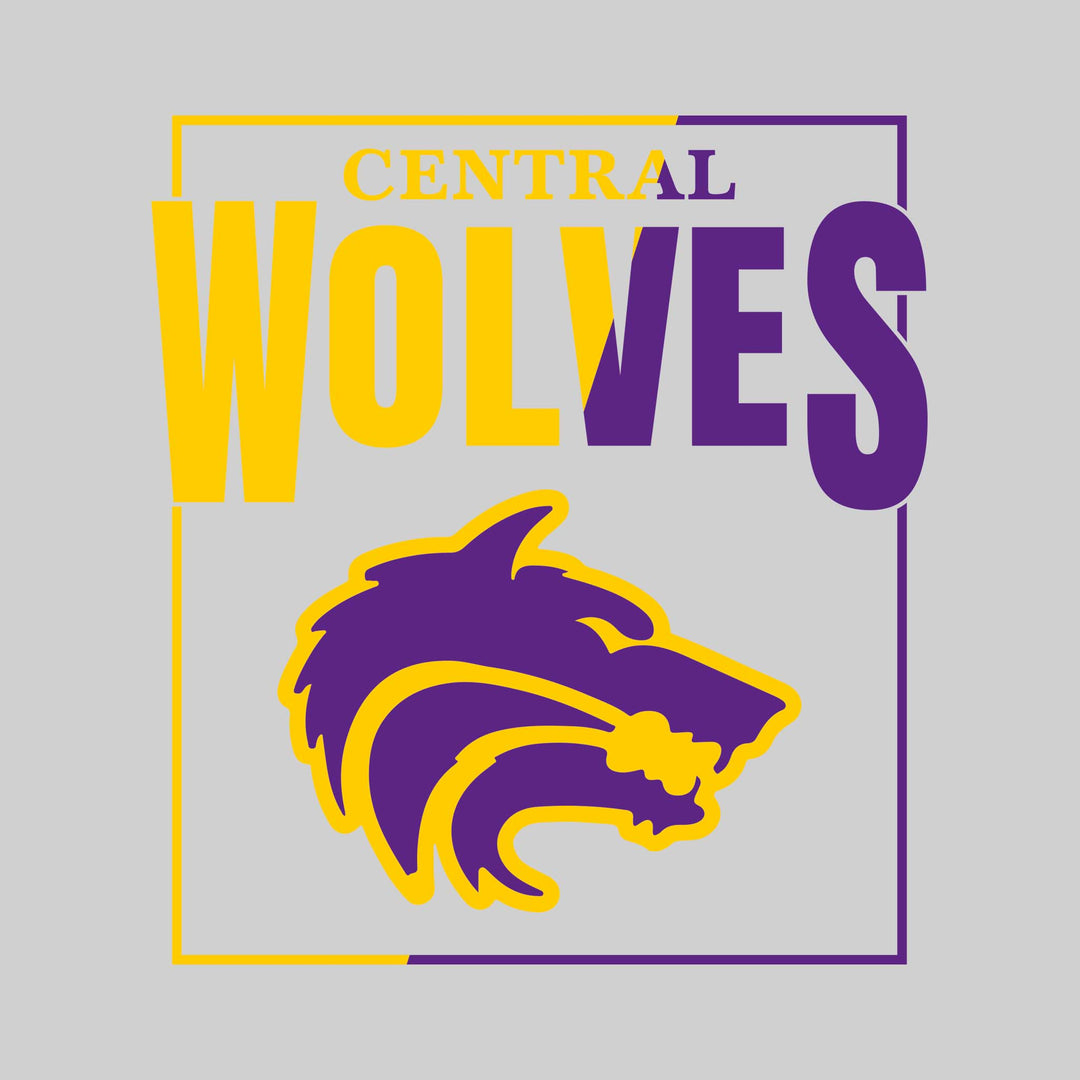 Central Wolves - School Spirit Wear - Split-Color Boxed with Mascot