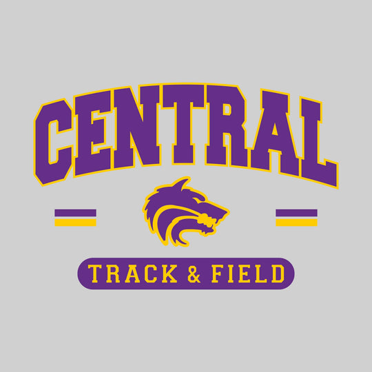 Central Wolves - Track & Field - Arched School Name Over Mascot with School Color Bars