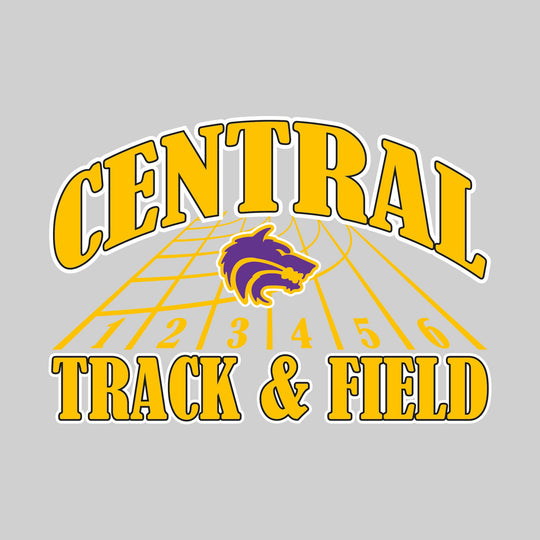 Central Wolves - Track & Field - Arched School Name with Mascot & Track Lanes