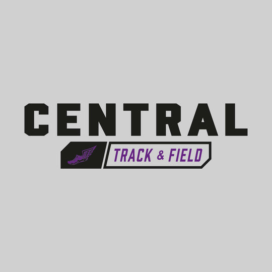 Central Wolves - Track & Field - School Name with Track & Field and Winged Shoe