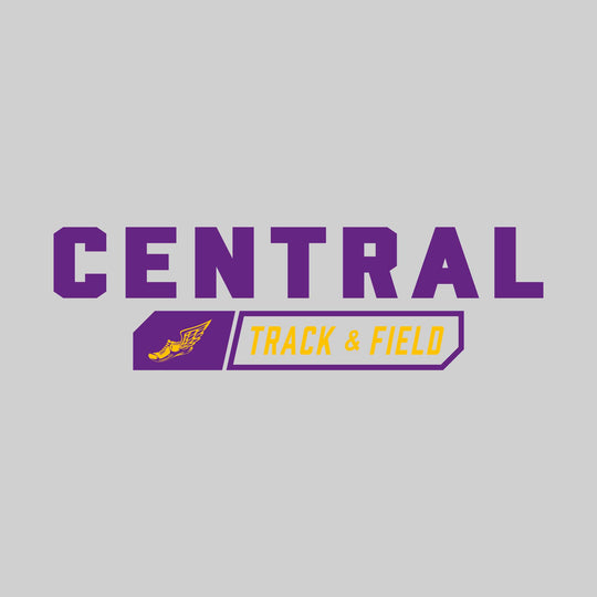 Central Wolves - Track & Field - School Name with Track & Field and Winged Shoe
