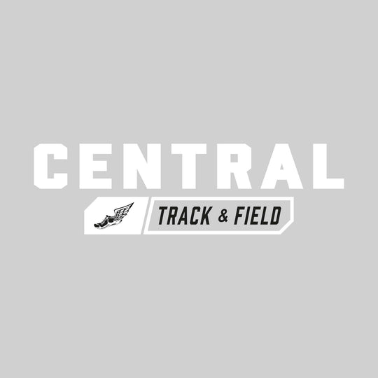 Central Wolves - Track & Field - School Name with Track & Field and Winged Shoe