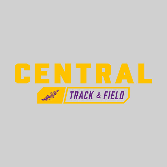 Central Wolves - Track & Field - School Name with Track & Field and Winged Shoe