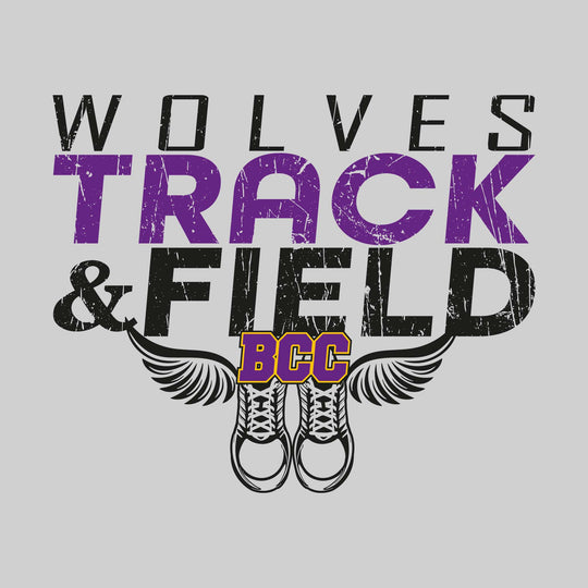 Central Wolves - Track & Field - Slanted Text with Winged Shoes