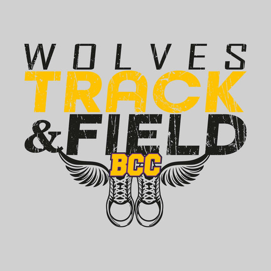 Central Wolves - Track & Field - Slanted Text with Winged Shoes