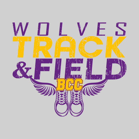 Central Wolves - Track & Field - Slanted Text with Winged Shoes