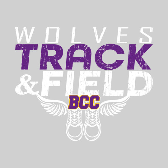 Central Wolves - Track & Field - Slanted Text with Winged Shoes