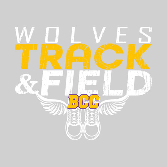 Central Wolves - Track & Field - Slanted Text with Winged Shoes